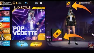 free fire ll new gold royal female character ob40 1000 spin 😱😱