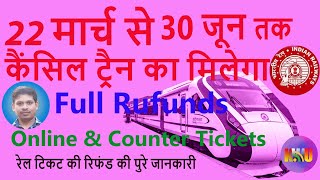 Cancel Trains Refunds Validity ? How to Get Refunds Online Irctc Tickets & Counter Tickets in Hindi