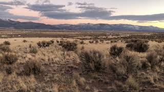 Beautiful sunset in winter at offgrid shipping container in Utah