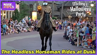 Headless Horseman Rides at Dusk During Mickey's Not So Scary Halloween Party 2024 (Multi-Angle)