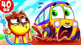 Baby Bus Loves Muddy Puddles! Time to Wash the Baby Car 🚗 Healthy Habits Kids Songs & Nursery Rhymes