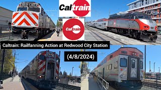 (Single Tracking) Caltrain Railfanning Action at Redwood City Station (4/8/24)