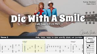 Die With A Smile - Lady Gaga & Bruno Mars | Fingerstyle Guitar | TAB + Chords + Lyrics