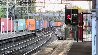 Freight train passing through Coventry station to join the line to Nuneaton 22/10/24