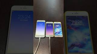 iPhone 6 Plus on iOS 9 vs iPhone 6 on iOS 12 vs iPhone 6s on iOS 15 boot up test #shorts #iphone#ios