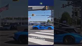 Tesla Cybertruck smokes Lamborghini #tesla #cybertruck #lamborghini #race