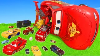 TRANSPORTING PIXAR CARS & FRUITS WITH COLORED & JOHN DEERE vs CLAAS vs TRACTORS - BeamNG.drive #808