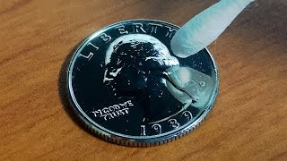 【How to polish】25 cent coin to mirror #1/Satisfying Video - 25 cent coin Polish