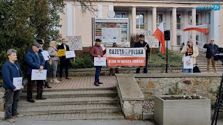 Protest 'Wolnych Polaków' w Busku-Zdroju