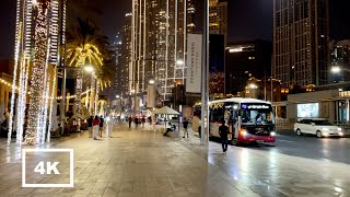 4K Dubai Night Walk Downtown Burj Khalifa - Nacht Spaziergang [ASMR Non-Stop]