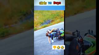 Girls vs boys funny Bike riding stunts 😨😭🤣 #biker #bikeraching #bike #ninjalover #ninja #heavybike