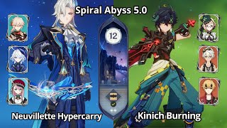 C0 Neuvillette Hyperfreeze & C0 Kinich Burning - Spiral Abyss 5.0 Floor 12 Genshin Impact