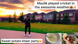 Maulik made friends & Cricket buddies in the park | Sweet potato kheer| Canada Couple | VMakMemories