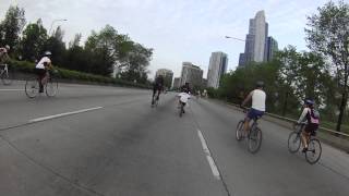 Cycling on Lake Shore Drive in Chicago during the 'Bike the Drive' on May 27, 2012