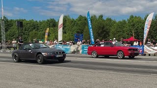 Audi 90 B3 Quattro 4.2 Turbo vs BMW Z3 E36 M50B31 NA 1/4 mile drag race