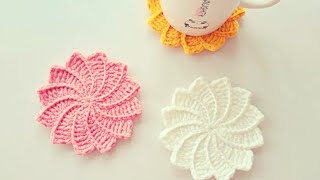 How to make a very beautiful crochet coaster pattern for begginers _ crochet coaster tutorial