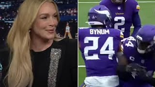 Lindsay Lohan Reacts to NFL Player's Parent Trap Handshake!