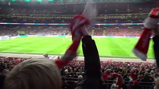 2022/23 Carabao Cup Final: Manchester United 2-0 Newcastle United - MU fans waving scarves