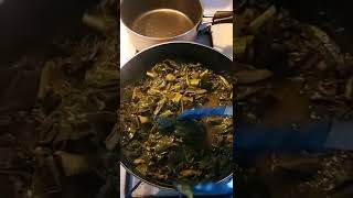 Greens With Roast And Potatoes And Cornbread