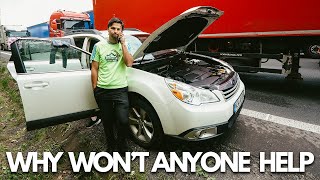 4 HOURS waiting on the side of the highway - Why won’t anyone help us? | Car problems in Czechia!