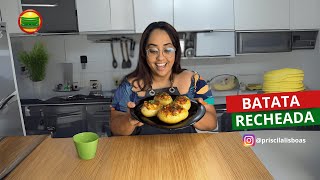 Receitinha fácil e prática de Batata Recheada de Bacon