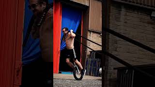 Unicyclist Pulls Car #unicycle #strongman