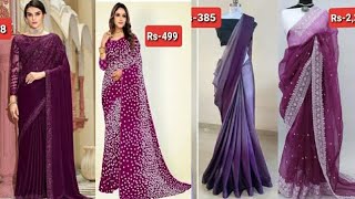 purple saree latest design/trending PARTYWEAR saree collection/meesho  saree haul 2024 new saree