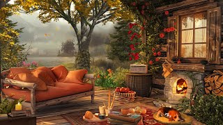 FALL PORCH AMBIENCE: Cozy Teatime Autumn & Crunchy Leaves, Nature Sounds to Relax Weekend