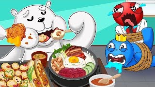 The Beginning of Rainbow Friends  Mukbang Cartoon Cow Intestine Pork Belly Mushrooms part