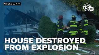 Greece home engulfed in flames collapses from explosion