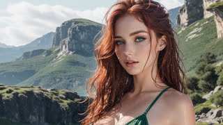 Lingerie photoshoot at the mountain lake | AI Art Lookbook | AI Beauty and Art