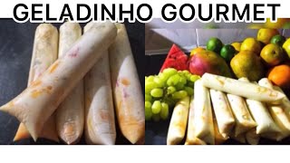 GELADINHO GOURMET DE SALADA DE FRUTAS #sacolé #geladinho #geladinhogourmet #sacolegourmet