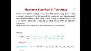 Maximum sum path in two arrays || GeeksMan || Trilok Kaushik || Ft. Yashpal Sorout