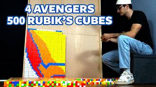 THE AVENGERS MASTERPIECE OUT OF 500 RUBIK'S CUBES