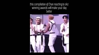 Chan reaction to skz winning awards 😻#straykids #skz #stay #bangchan #chan #kpop #mama #mma #shorts