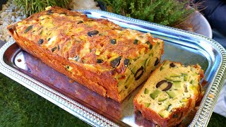 Recette cake sans gluten courgette, fêta et olives🌞