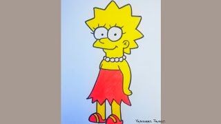 تعلم رسم ليزا سيمبسون خطوة بخطوة / رسم كرتون سهل /Lisa simpson