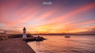 Tramonto in time lapse al molo del porto di Cagliari (Sardegna)