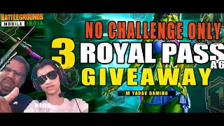 NO CHALLENGE 3 ROYAL PASS GIVE AWAY #livestream #bgmilive1v1  #shortsfeed #royalpassgiveaway #shorts