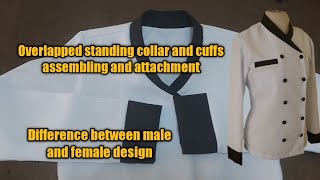 How to make overlapped standing collar for double breasted top/uniform (easy sewing procedure)