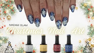 Madam Glam House Reflection Swatches |  Christmas Nail Art With Full Gel X Prep.