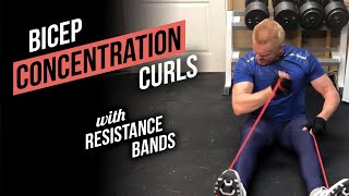 How to do - Biceps Concentration Curls with Resistance Bands