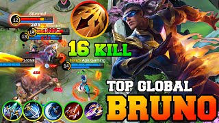 Bruno Mobile Legends Best Top Global MM With 16 Kills !! Bruno Gameplay Best Build 2023 Guide MLBB