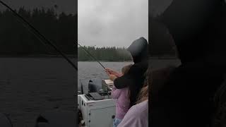 Special to help your daughter reel in her first salmon! #fishing #fish #boat #salmon