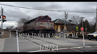 MBTA Train in Shirley, MA with Lots of Horns (3/9/24)