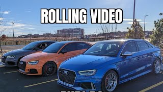 Solar Orange RS3 and Nardo Gray RS3 Rolling Shots