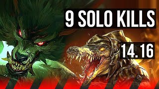 WARWICK vs RENEKTON (TOP) | 9 solo kills, Legendary, 11/3/8 | EUW Challenger | 14.16