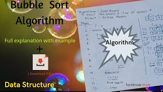 #sortingindatastructure #sortingalgorithms #techknowstudy Bubble Sort Algorithm| Data Structures