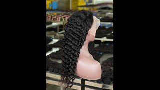 Wholesale !! Deep Wave 13*4 Frontal Lace Wig With Pre-plucked Hair Line