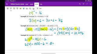 Evaluating Algebra Expressions